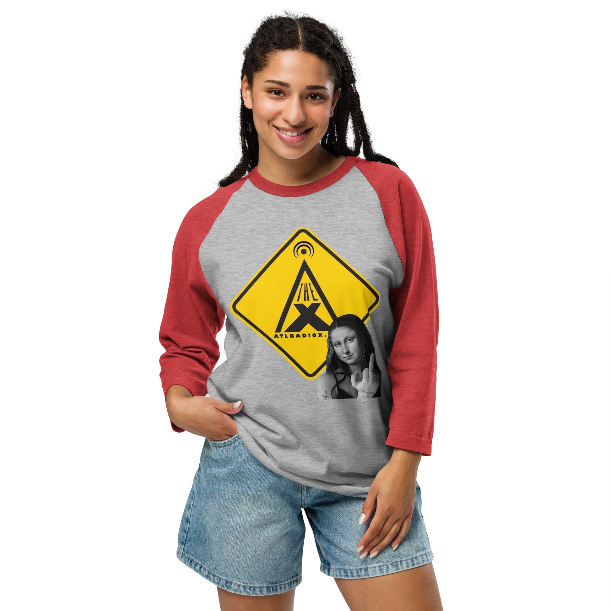 Unisex Raglan Tee In Vintage Black & Heather White - Tri-Blend 3/4 Sleeve Shirt, XS